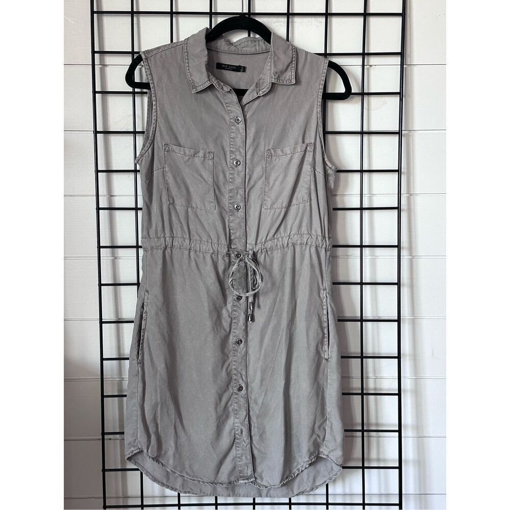 Max Jeans Denim Button Up Shirt Dress Womens S Peal Olive Green Military